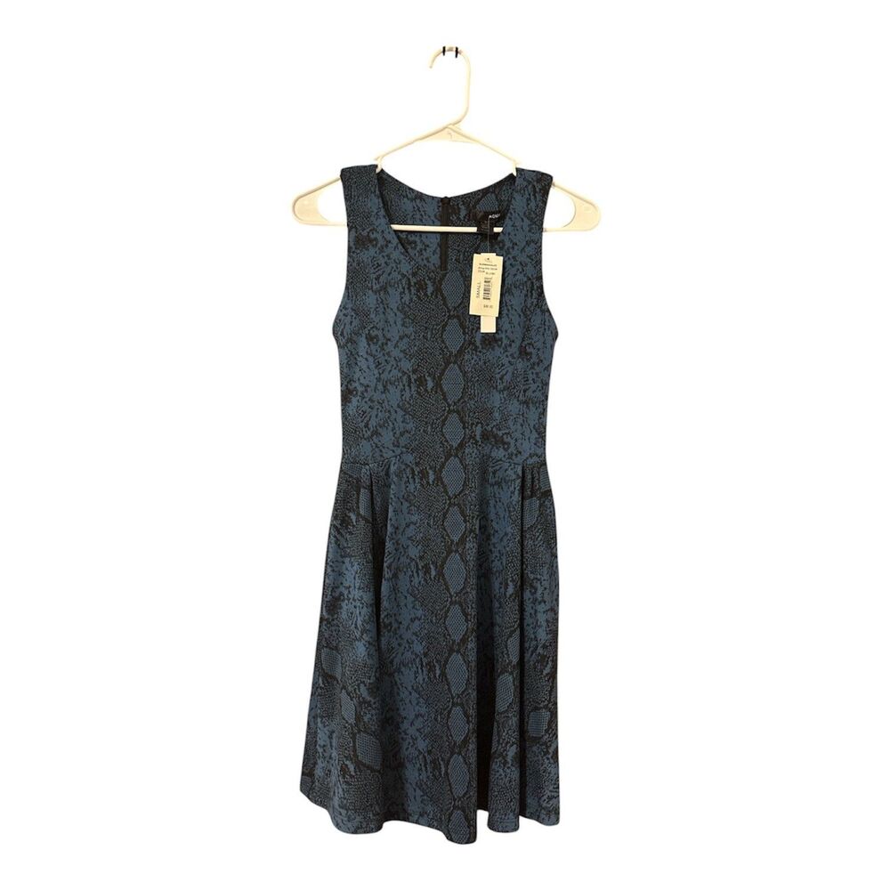 Aqua Skater Dress Size Small S Snake Skin Design Blue and Black Brand New BNWT - Picture 1 of 4